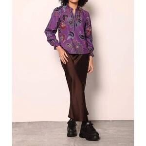 Maude Vivante Ashely Top in Purple Sparkle Paisley Blouse Size Small